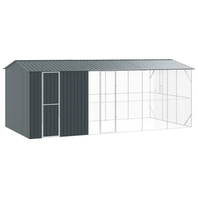 vidaXL Ptica Paviljon z Razširitvijo Antracit 310x640x247 cm Jeklo