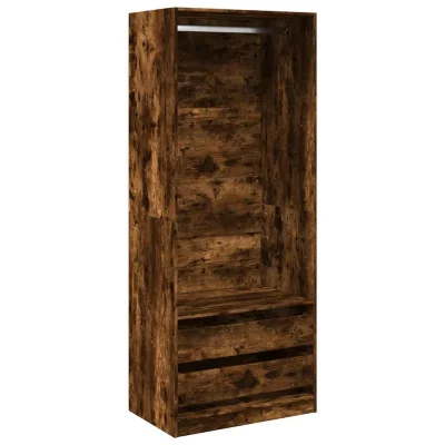 vidaXL Garderobna omara dimljeni hrast 80x50x200 cm inženirski les
