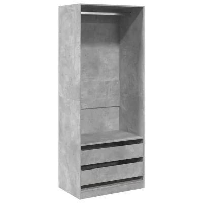 vidaXL Garderobna omara betonsko siva 80x50x200 cm inženirski les
