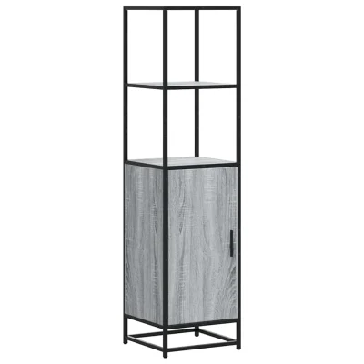vidaXL Visoka omara siva sonoma 35,5x35x139 cm inž. les in kovina