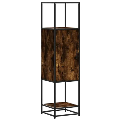 vidaXL Visoka omara dimljen hrast 35,5x35x139 cm inž. les in kovina
