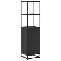 vidaXL Visoka omara črna 35,5x35x139 cm inženirski les in kovina