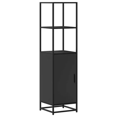 vidaXL Visoka omara črna 35,5x35x139 cm inženirski les in kovina