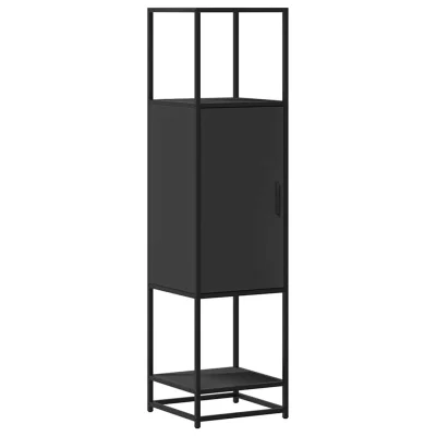 vidaXL Visoka omara črna 35,5x35x139 cm inženirski les in kovina