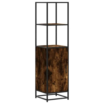 vidaXL Visoka omara dimljen hrast 35,5x35x139 cm inž. les in kovina