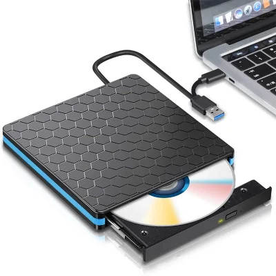 Zunanji optični pogon USB, zapisovalnik DVD-jev, črn