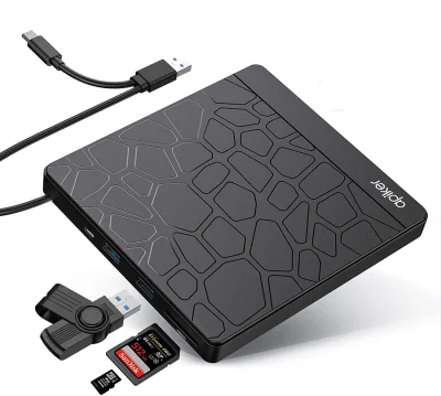 Zunanji pogon DVD, zapisovalnik CD/DVD USB 3.0 za prenosni računalnik, z režo za SD, kabel Type-C