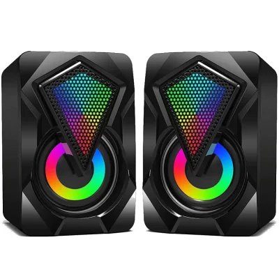 USB računalniški zvočniki, 10 W 2.0 stereo sistem z LED osvetlitvijo za namizni računalnik/PC