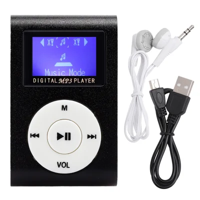 Prenosni MP3 predvajalnik, 0,8-palčni LCD zaslon, kovinska sponka, 3,5 mm slušalke