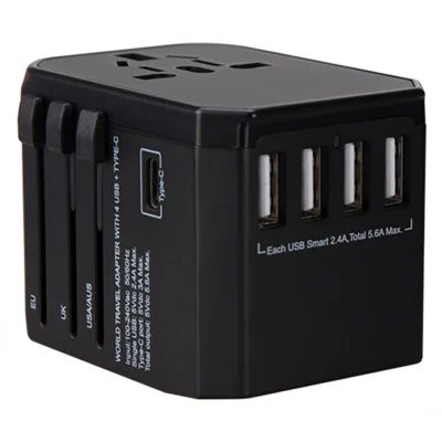 Univerzalni potovalni adapter, 4 vrata USB, pretvornik tipa C za ZDA/AU/UK/EU