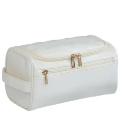 Elegantna in prostorna moška toaletna torbica Beige