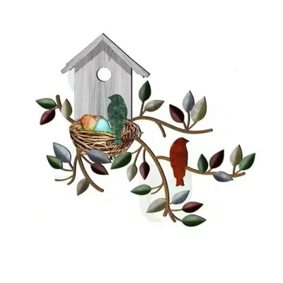 Kovinski stenski umetniški dekor - silhueta zaljubljenih ptic MultiColor  Model 4