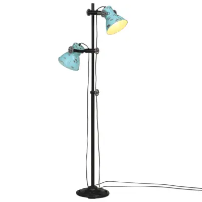 vidaXL Stoječa svetilka 25 W obrabljeno modra 25x25x90/140 cm E27