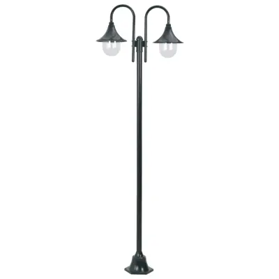 vidaXL Vrtna ulična svetilka 220 cm E27 aluminij 2 svetilki zelena