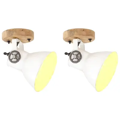 vidaXL Industrijske stenske/stropne svetilke 2 kosa bele 20x25 cm E27