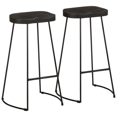 vidaXL Barski stolčki 2 črni Black 45x40x78 cm trden mangov les