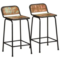 vidaXL Barski stolčki 2 črni 46x35,5x80 cm trden predelan les