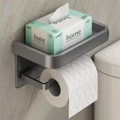 oilet Držalo za papir Brez vrtanja in pritrditev na steno Grey