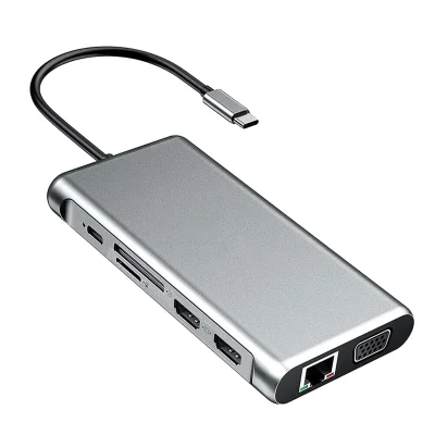 Zvezdišče USB-C 12-v-1 z dvojnim HDMI VGA RJ45 SD/TF zvokom