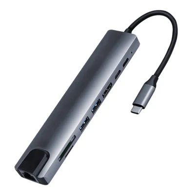 USB-C Hub z Ethernetom, HDMI 4K, 100W PD, 2 USB 3.0, za MacBook Pro, Air, M1, iPro
