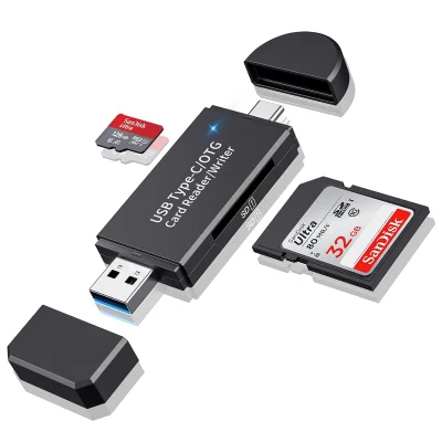 Čitalnik kartica tipa C USB 3.0, OTG, večnamenski, črn
