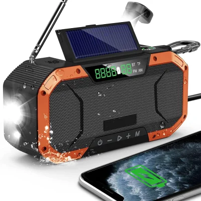 Solarni radio za nujne primere, Bluetooth zvočnik, 5000 mAh Power Bank, AM/FM
