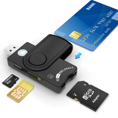 Bralnik pametnih kartic USB in zvezdišče s 4 vrati za SIM/SD/MicroSD