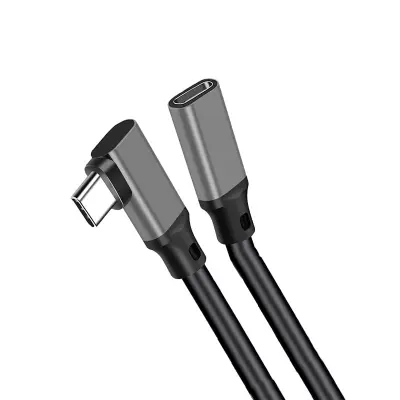 Podaljšek Type-C s kolenčastim dizajnom - PQ116 siv (10Gbps+4K+100W)  1 m