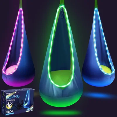 Otroški gugalnik Pod z LED, visečo mrežo z plamenom, moderen (1 KOS)