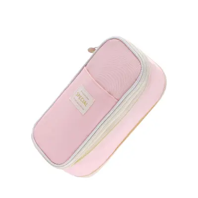 Dvoslojna teleskopska torbica za svinčnike nove generacije Pink