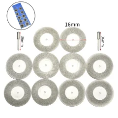 Komplet diamantnih rezalnih plošč za rezanje dragih kamnov, keramike, stekla 10 kosov  16 mm