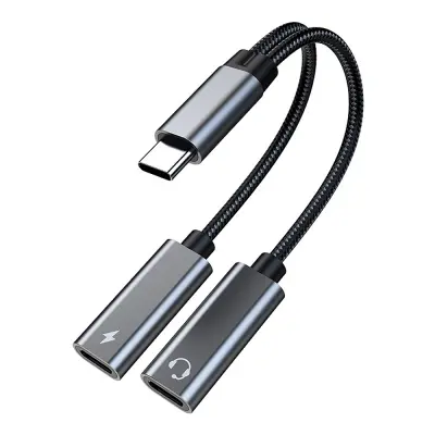 USB C razdelilnik zvoka in polnjenja 2-v-1 PD60W - Grau
