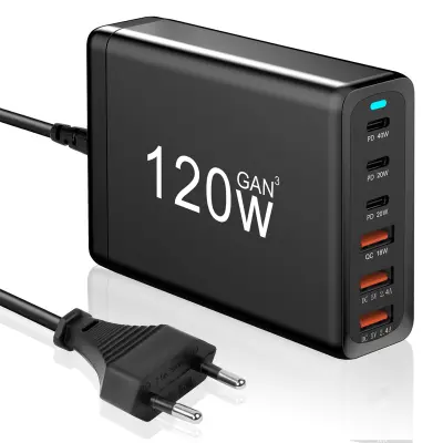 200 W GaN PD namizni polnilnik, večfunkcijska postaja, črna