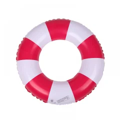 Rdeč napihljiv obroč za bazen s črtami - Summer Beach Float