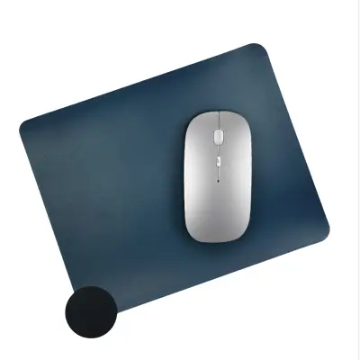 Kvadratna podloga za miško iz pravega usnja za gladko uporabo Blue