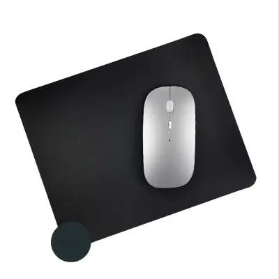 Kvadratna podloga za miško iz pravega usnja za gladko uporabo Black