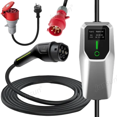 Evropa Tip 2 Električni polnilni kabel za električna vozila 3-fazni polnilnik za električna vozila PHEV Mobilna polnilna stenska škatla 11KW 16A 6M