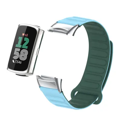 Magnetni silikonski pašček za Fitbit Charge 5 s kovinsko glavo Blue