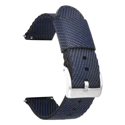 Najlonska pašček za uro s črno zaponko - 24/22/20/18mm Silver 20 mm