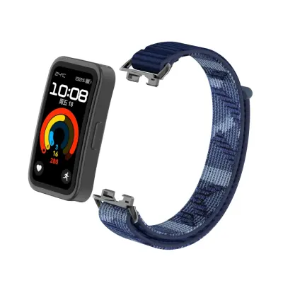Eleganten najlonski pašček za Huawei Band 10/9/8 s kovinskimi adapterji Blue