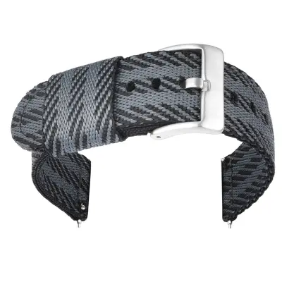 Eleganten 24/22/20/18mm najlonski pašček za uro s črno zaponko Silver 24 mm