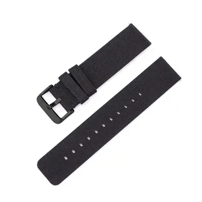 Črn pašček za uro iz platna s črno zaponko  18 mm