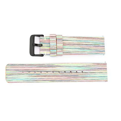 Mavrični platneni pašček za uro s črno zaponko  22 mm