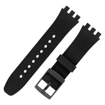 Premium silikonski nadomestni pašček za uro Swatch Black 17 mm