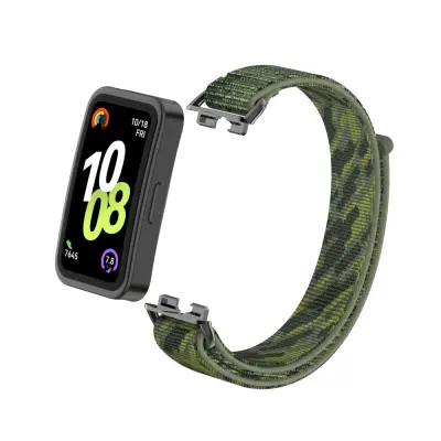 Eleganten najlonski pašček za Huawei Band 10/9/8 s kovinskimi adapterji Green