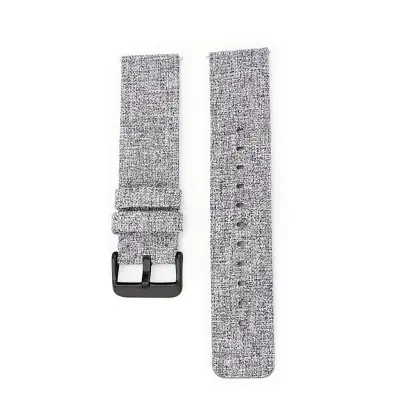 Canvas pašček za uro - svetlo siv z črno zaponko  22 mm