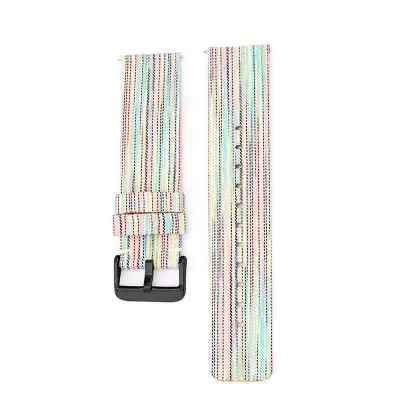 Mavrični platneni pašček za uro s črno zaponko  12 mm