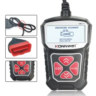 KW310 OBD detektor napak avtomobila bralnik kod ELM327 OBD2 skener diagnostično orodje (črna)