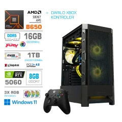 Računalnik MEGA MT S8 R5-7600/RTX5060/16GB-DDR5/1TB-4.0/750W/Win11Home/črna RGB + Estetski napajalni kabli [Rumena / Črna] * DARILO *