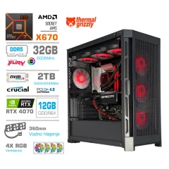 Računalnik MEGA TWR S11 R7-9800X3D/RTX4070/32GB-DDR5/2TB-4.0/1050W/Brez OS/črna RGB + Estetski napajalni kabli [Vijola / Črna]